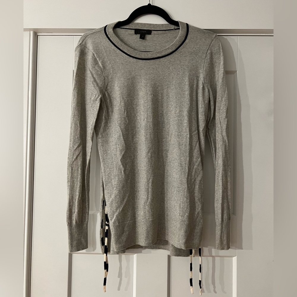 JCrew Grey Long Sleeve with Side Slit Detail and Tie, xs